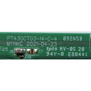 T-CON PARA TV HKPRO / NUMERO DE PARTE PT430CT03-14-C-4 / 2601620051600C / 2601620057400C34T / 2601620051600C3 / PANEL LVF430HKDX E0065 / DISPLAY PT430CT03-14 / MODELOS HKP43R01 / HKP43R02